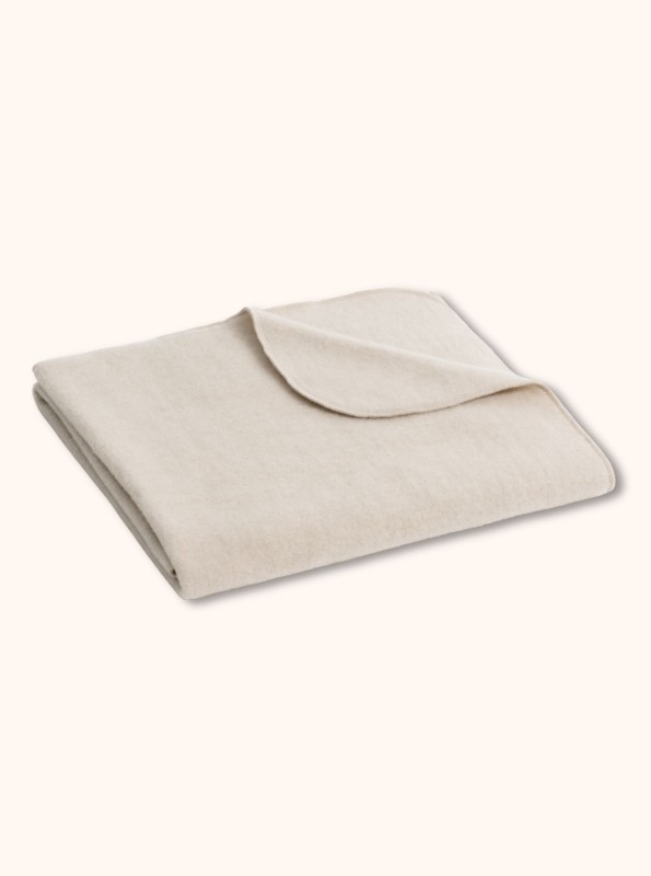 Kocyk merino dla dziecka i niemowląt naturalnie kremowy, 75x100 GOTS 325 g | BeWoolly