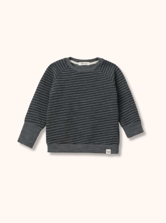 Bluza z wełny merino dla dzieci (GOTS),  szare paski