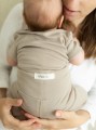 Body z krótkim rękawem z wełny merino i jedwabiu dla dzieci i niemowlat w kolorze beżowym, BeWoolly