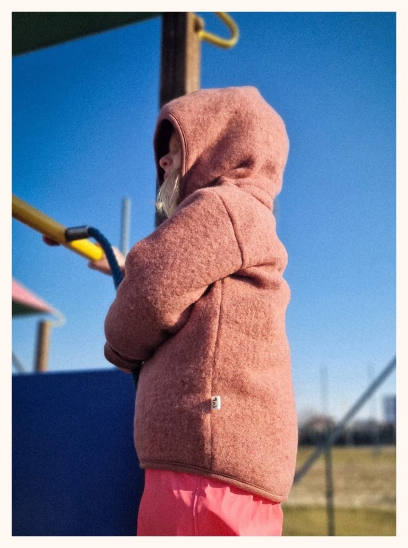 Kurtka polarowa z wełny merino dla dzieci i niemowląt, brudy róż – BeWoolly