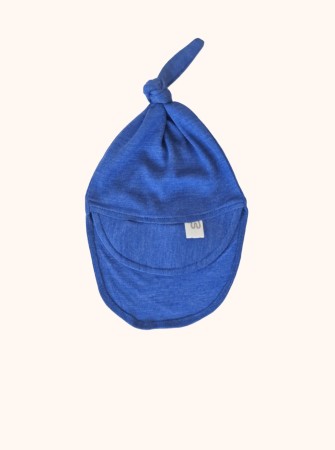 Letnia czapka z daszkiem z wełny merino i jedwabiu (GOTS) dla dzieci, granatowa