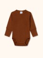 Body z wełny merino i jedwabiu (GOTS) dla dzieci i niemowląt, brązowe, BeWoolly
