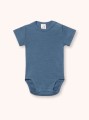 Body z krótkim rękawem z wełny merino i jedwabiu dla dzieci i niemowlat w kolorze granatowym, BeWoolly