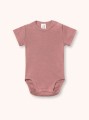 Body z krótkim rękawem z wełny merino i jedwabiu dla dzieci i niemowlat w kolorze antycznego różu, BeWoolly