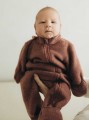 Kombinezon z wełny merino na zamek i z odpinanym kapturem dla niemowląt, antyczny róż